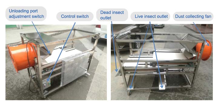 structure of live & dead mealworm sorting machine
